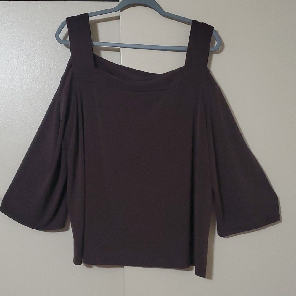 Chico's Open Shoulder Brown Slinky Top Size Chico's 3